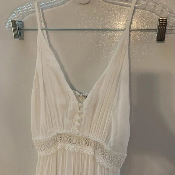 Lulu's Light Breeze White Striped Crochet Lace Tiered Maxi Dress XS - Picture 6 of 11